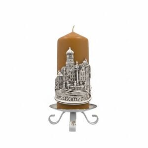Germany Weilheim / OBB Candle beeswax Color gold Souvenir Raised Relief Vintage